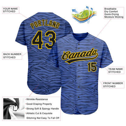 Custom Light Blue Black-Gold 3D Pattern Design Authentic Baseball Jersey - Sky-Custom