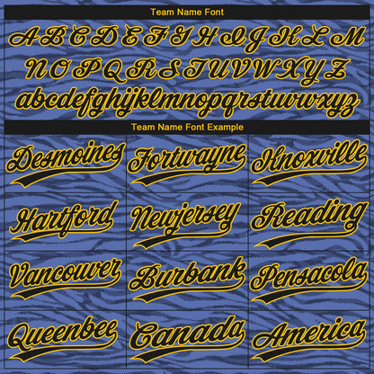 Custom Light Blue Black-Gold 3D Pattern Design Authentic Baseball Jersey - Sky-Custom