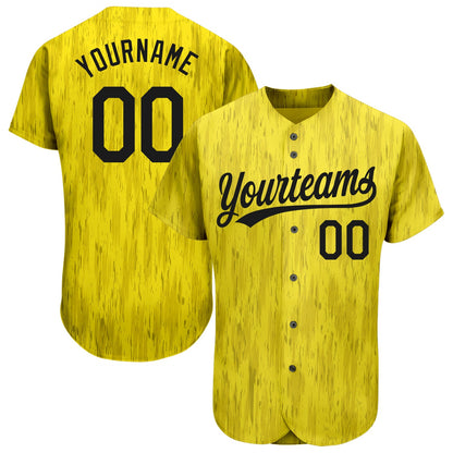 Custom Gold Black 3D Pattern Design Authentic Baseball Jersey - Sky-Custom