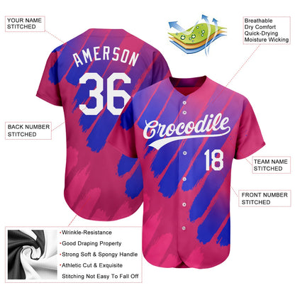 Custom Pink White-Royal 3D Pattern Design Authentic Baseball Jersey - Sky-Custom