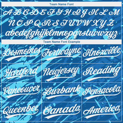 Custom Royal White-Light Blue 3D Pattern Design Authentic Baseball Jersey - Sky-Custom