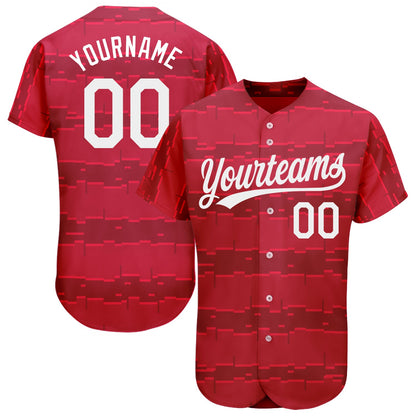 Custom Red White 3D Pattern Design Authentic Baseball Jersey - Sky-Custom
