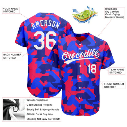 Custom Camo White-Royal 3D Pattern Design Authentic Salute To Service Baseball Jersey - Sky-Custom