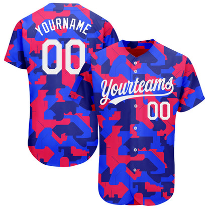 Custom Camo White-Royal 3D Pattern Design Authentic Salute To Service Baseball Jersey - Sky-Custom