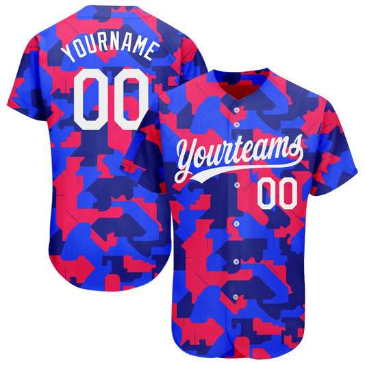 Custom Camo White-Royal 3D Pattern Design Authentic Salute To Service Baseball Jersey - Sky-Custom