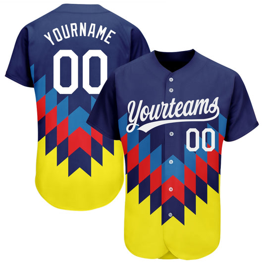 Custom Figure White-Gold 3D Pattern Design Authentic Baseball Jersey - Sky-Custom