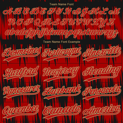 Custom Red Red Old Gold-Black 3D Pattern Design Authentic Baseball Jersey - Sky-Custom