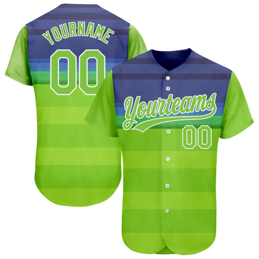Custom Neon Green Neon Green-Royal 3D Pattern Design Authentic Baseball Jersey - Sky-Custom