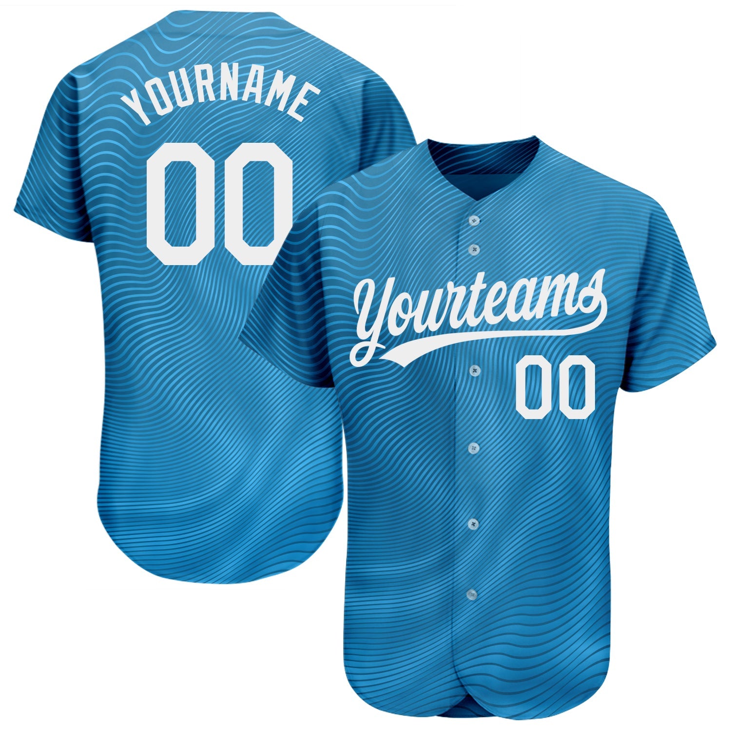 Custom Light Blue White 3D Pattern Design Authentic Baseball Jersey - Sky-Custom