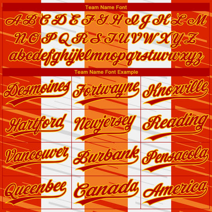 Custom White Red Gold-Orange 3D Pattern Design Authentic Baseball Jersey - Sky-Custom