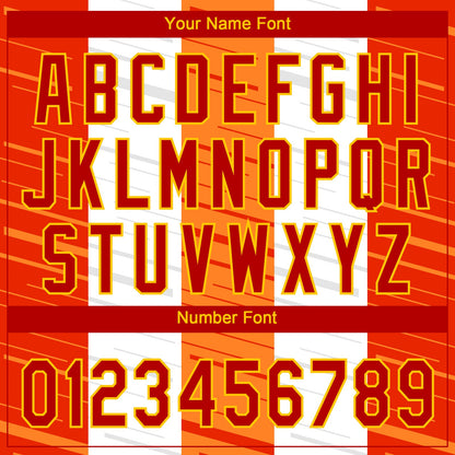Custom White Red Gold-Orange 3D Pattern Design Authentic Baseball Jersey - Sky-Custom