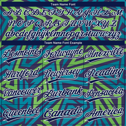 Custom Teal Navy-Kelly Green 3D Pattern Design Authentic Baseball Jersey - Sky-Custom