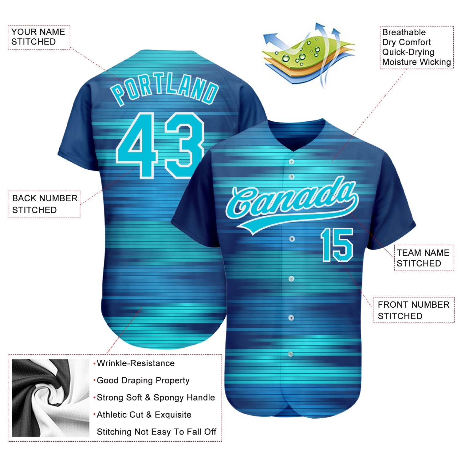 Custom Royal Lakes Blue-White 3D Pattern Design Authentic Baseball Jersey - Sky-Custom