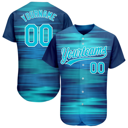 Custom Royal Lakes Blue-White 3D Pattern Design Authentic Baseball Jersey - Sky-Custom