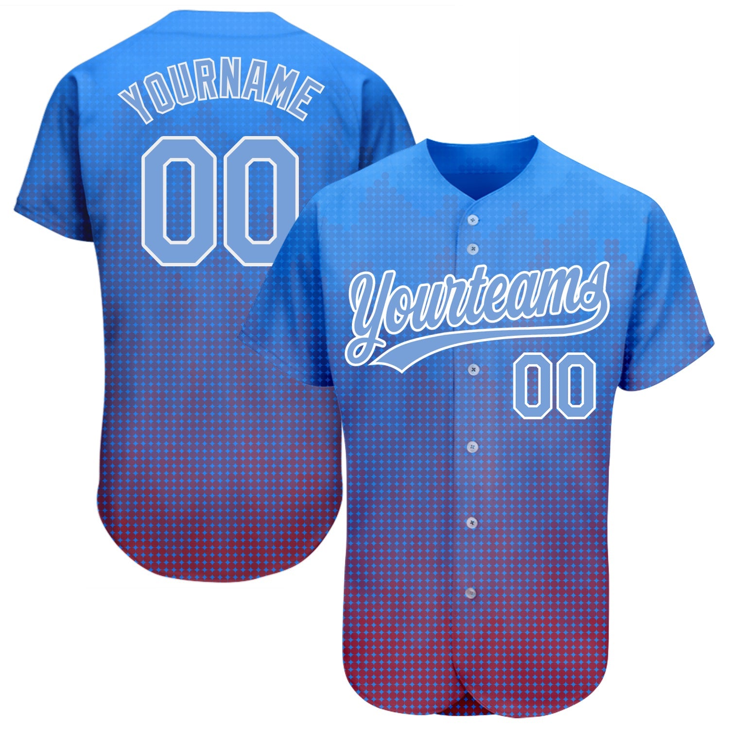 Custom Royal Light Blue-Red 3D Pattern Design Authentic Baseball Jersey - Sky-Custom