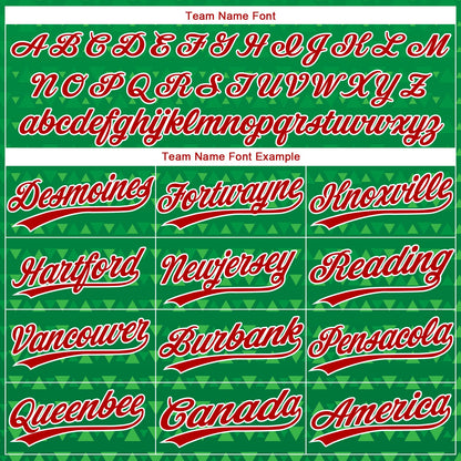 Custom Kelly Green Red-White 3D Pattern Design Authentic Baseball Jersey - Sky-Custom