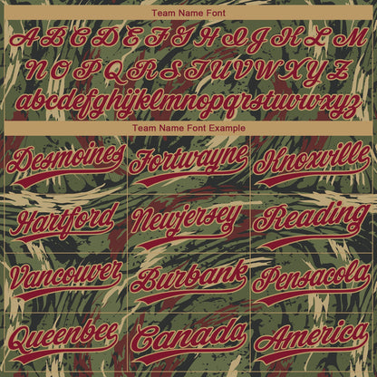 Custom Olive Crimson-Old Gold 3D Pattern Design Authentic Salute To Service Baseball Jersey - Sky-Custom