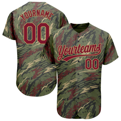 Custom Olive Crimson-Old Gold 3D Pattern Design Authentic Salute To Service Baseball Jersey - Sky-Custom