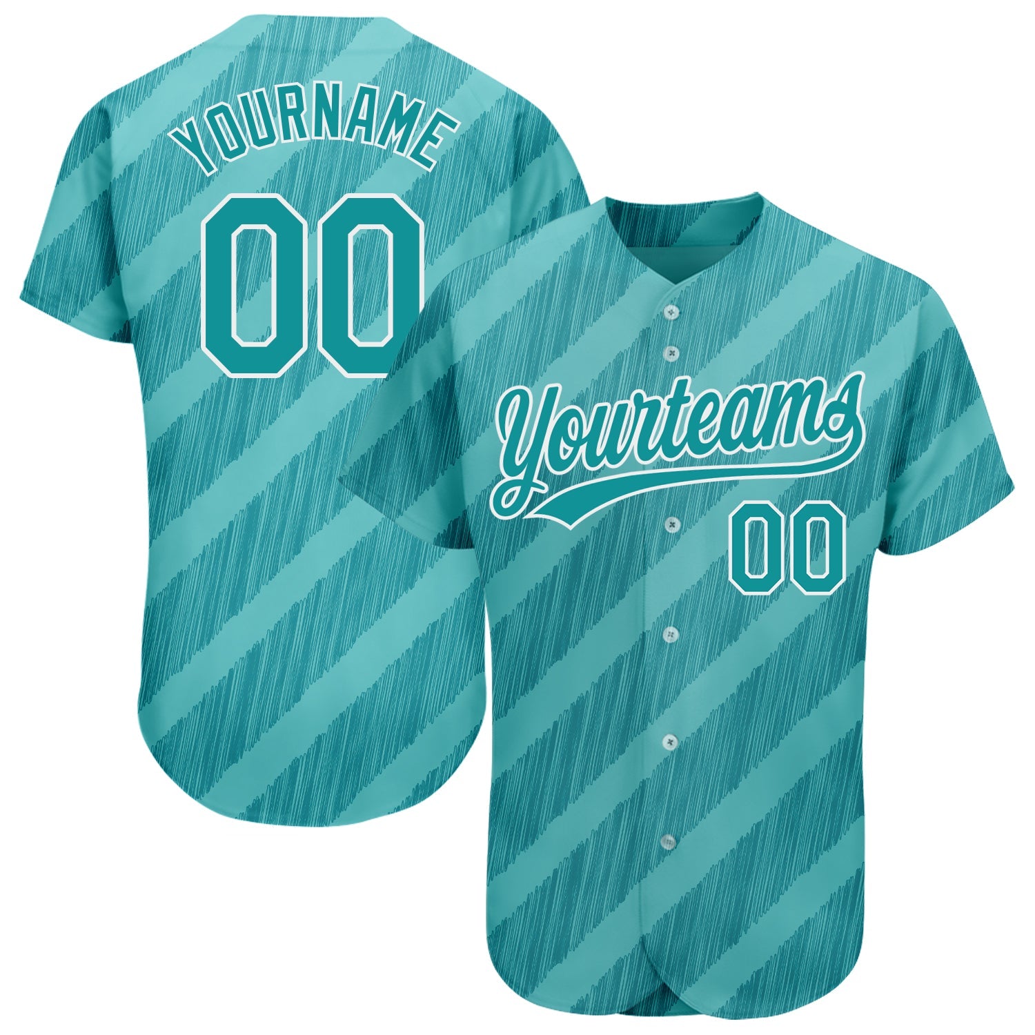 Custom Aqua Teal-White 3D Pattern Design Authentic Baseball Jersey - Sky-Custom