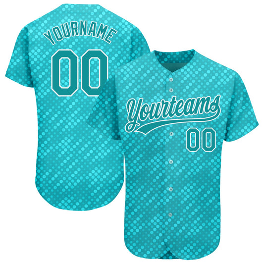 Custom Aqua Teal-White 3D Pattern Design Authentic Baseball Jersey - Sky-Custom