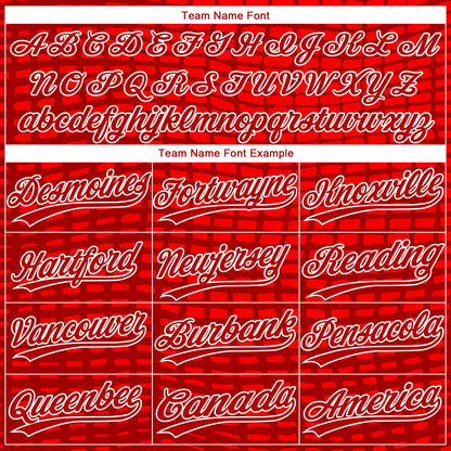 Custom Red Red-White 3D Pattern Design Authentic Baseball Jersey - Sky-Custom