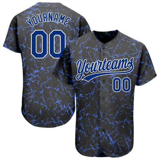 Custom Black Royal-White 3D Pattern Design Authentic Baseball Jersey - Sky-Custom