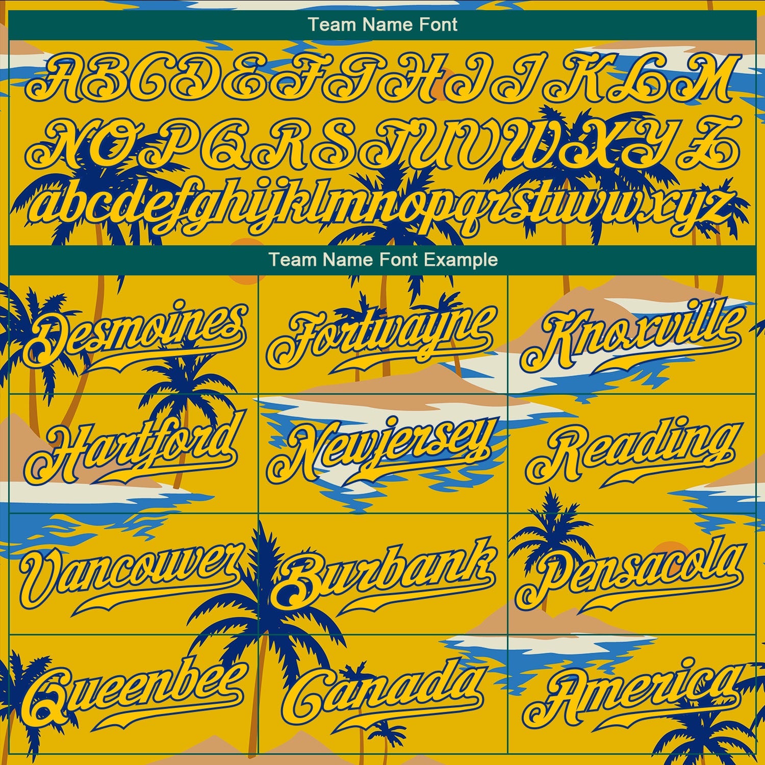 Custom Yellow Royal 3D Pattern Design Sun Beach Hawaii Palm Trees Authentic Baseball Jersey - Sky-Custom