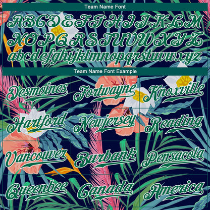 Custom Black Kelly Green-White 3D Pattern Design Hawaii Palm Leaves And Flowers Authentic Baseball Jersey - Sky-Custom