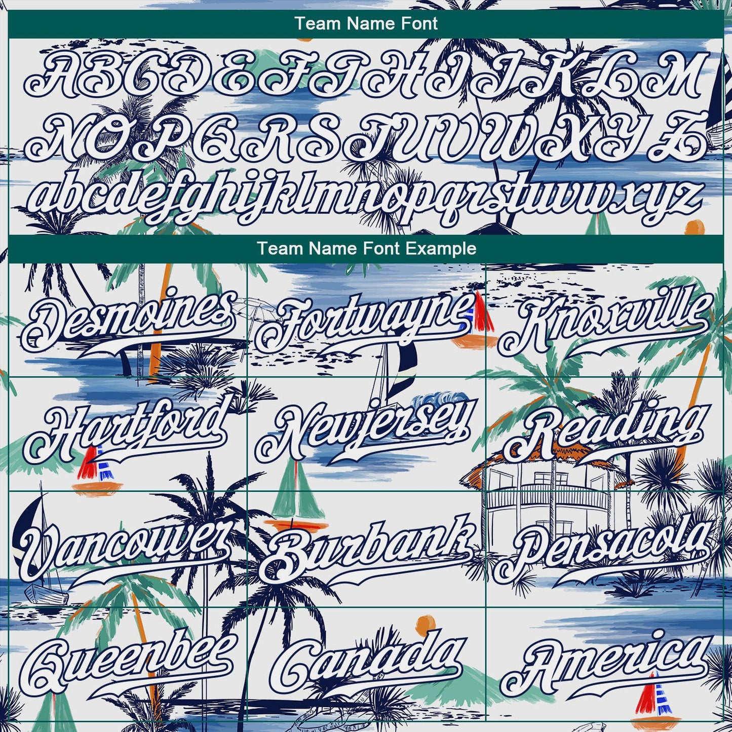 Custom White Navy 3D Pattern Design Hawaii Palm Trees Island And Sailboat Authentic Baseball Jersey - Sky-Custom