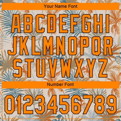 Custom Cream Bay Orange-Brown 3D Pattern Design Hawaii Palm Leaves Authentic Baseball Jersey - Sky-Custom