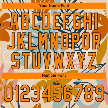 Custom Cream Bay Orange-Black 3D Pattern Design Hawaii Palm Leaves And Flowers Authentic Baseball Jersey - Sky-Custom