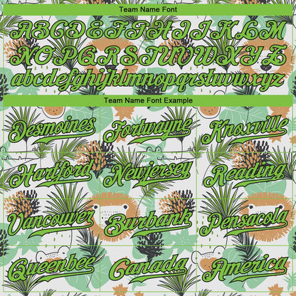 Custom White Neon Green-Black 3D Pattern Design Hawaii Palm Leaves And Lions Authentic Baseball Jersey - Sky-Custom