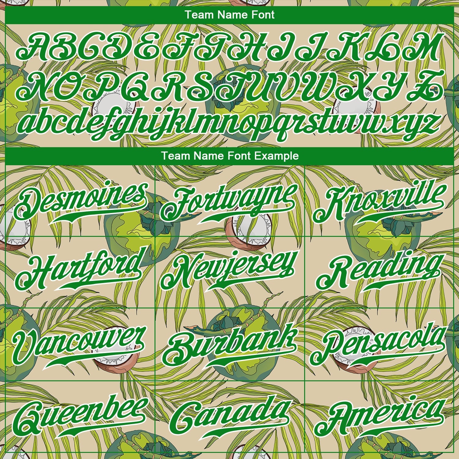 Custom Cream Grass Green-White 3D Pattern Design Coconuts And Leaves Authentic Baseball Jersey - Sky-Custom