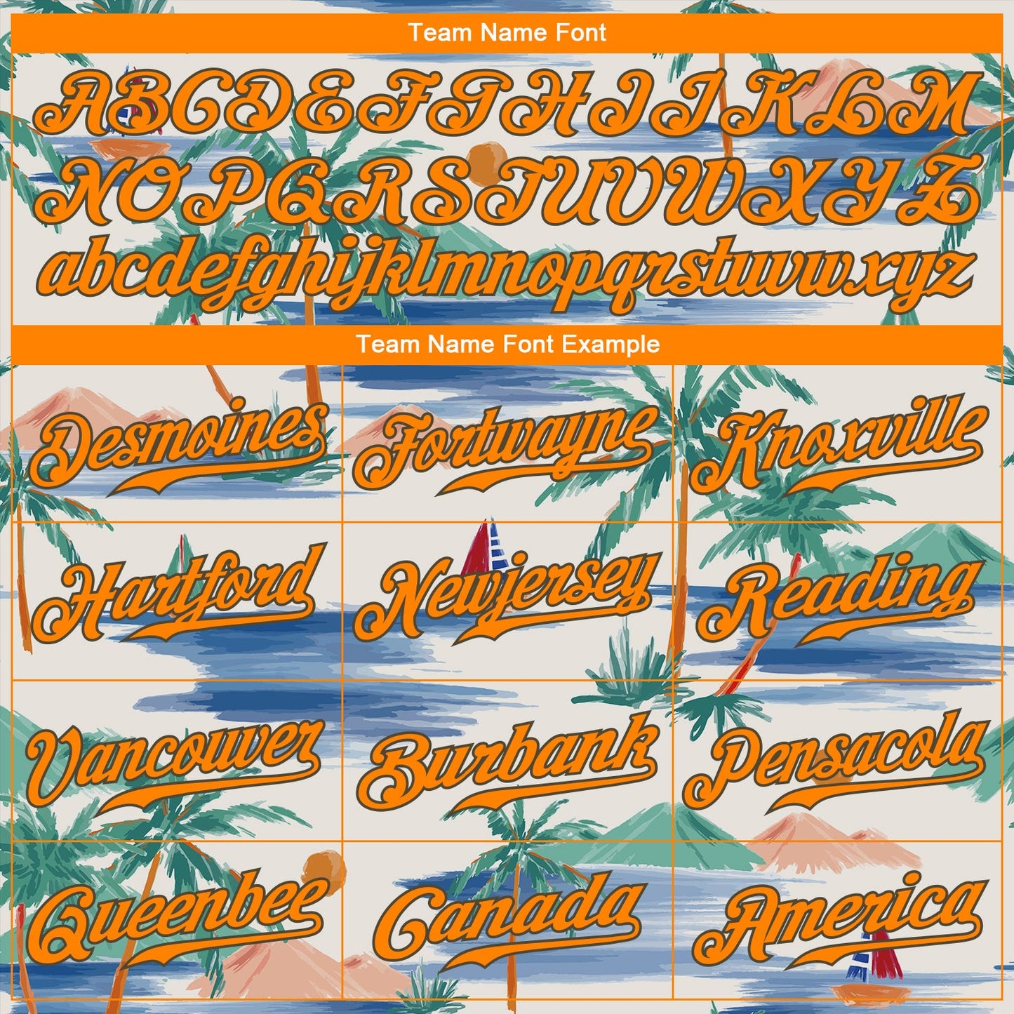 Custom Cream Bay Orange-Olive 3D Pattern Design Beach Coconut Palms Island And Sailboat Authentic Baseball Jersey - Sky-Custom