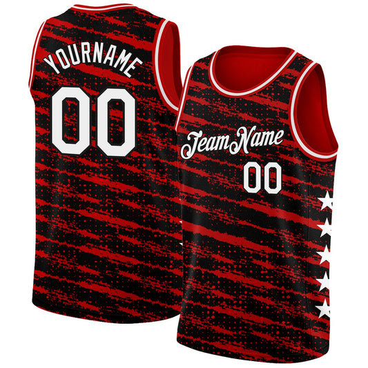 Custom Red White-Black Authentic City Edition Basketball Jersey - Sky-Custom