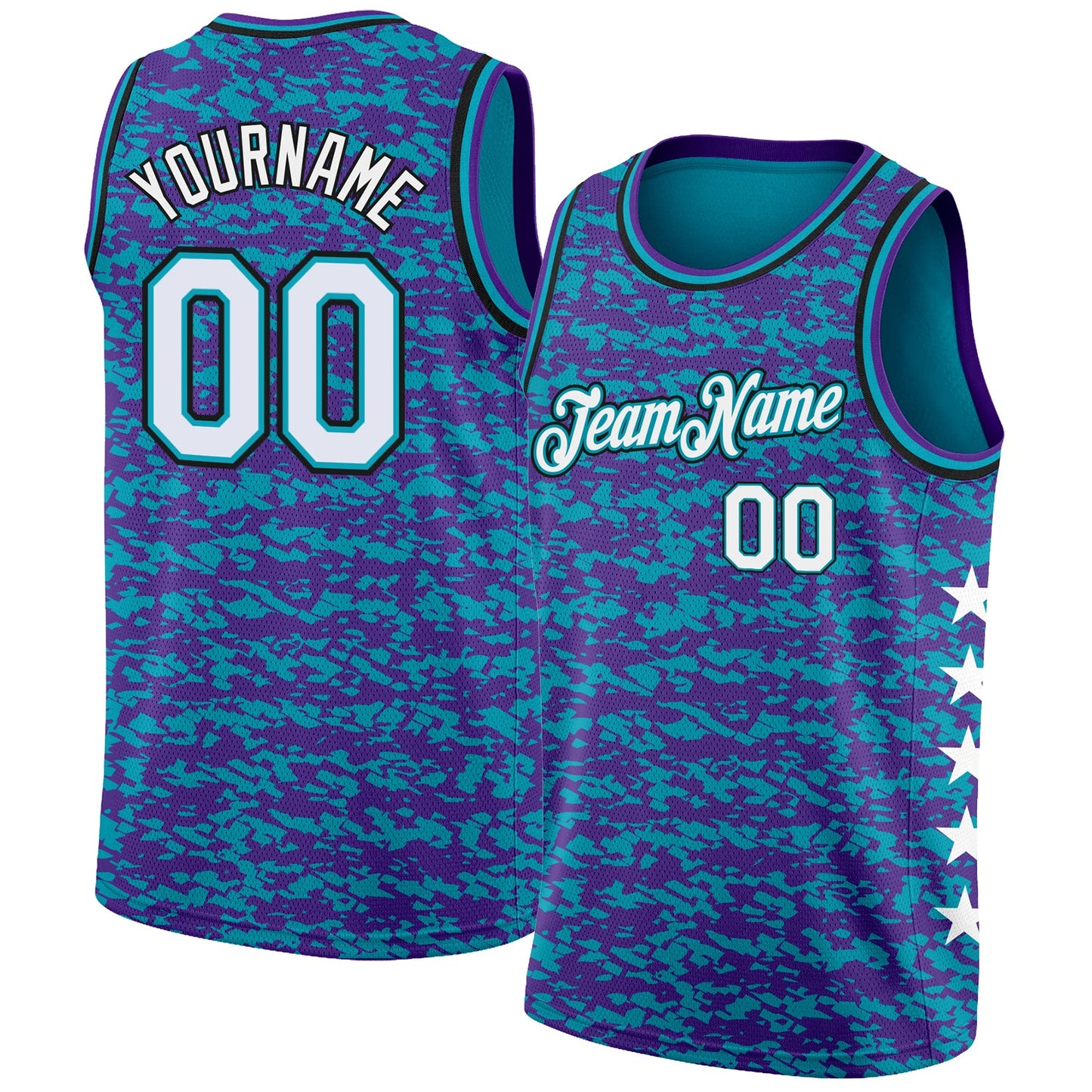 Custom Teal White Purple-Black Authentic City Edition Basketball Jersey - Sky-Custom