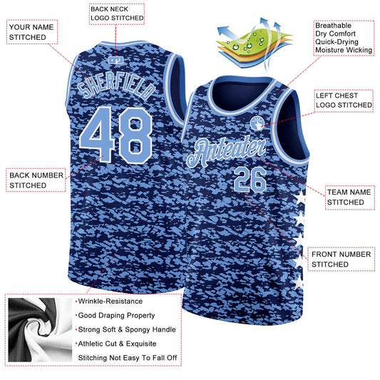 Custom Navy Light Blue-White Authentic City Edition Basketball Jersey - Sky-Custom
