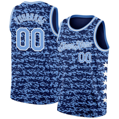 Custom Navy Light Blue-White Authentic City Edition Basketball Jersey - Sky-Custom