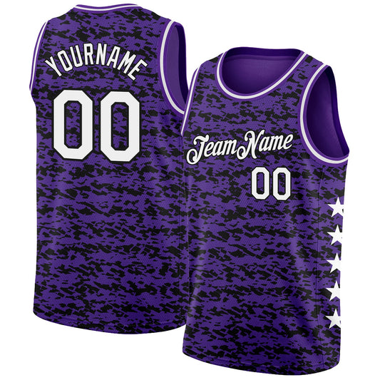 Custom Purple White-Black Authentic City Edition Basketball Jersey - Sky-Custom
