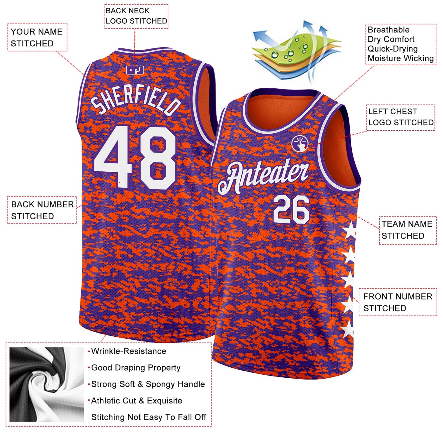 Custom Orange White-Purple Authentic City Edition Basketball Jersey - Sky-Custom