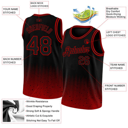 Custom Black Red Fade Fashion Authentic City Edition Basketball Jersey - Sky-Custom
