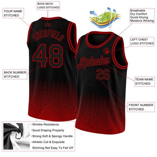Custom Black Red Fade Fashion Authentic City Edition Basketball Jersey - Sky-Custom