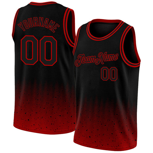 Custom Black Red Fade Fashion Authentic City Edition Basketball Jersey - Sky-Custom