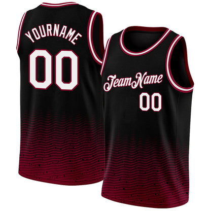 Custom Black White-Maroon Fade Fashion Authentic City Edition Basketball Jersey - Sky-Custom