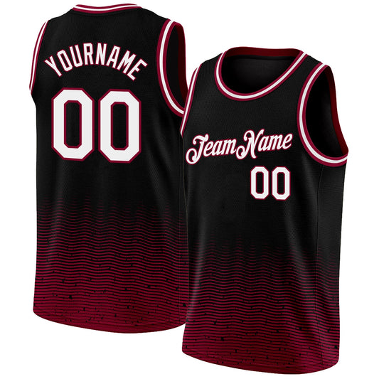 Custom Black White-Maroon Fade Fashion Authentic City Edition Basketball Jersey - Sky-Custom