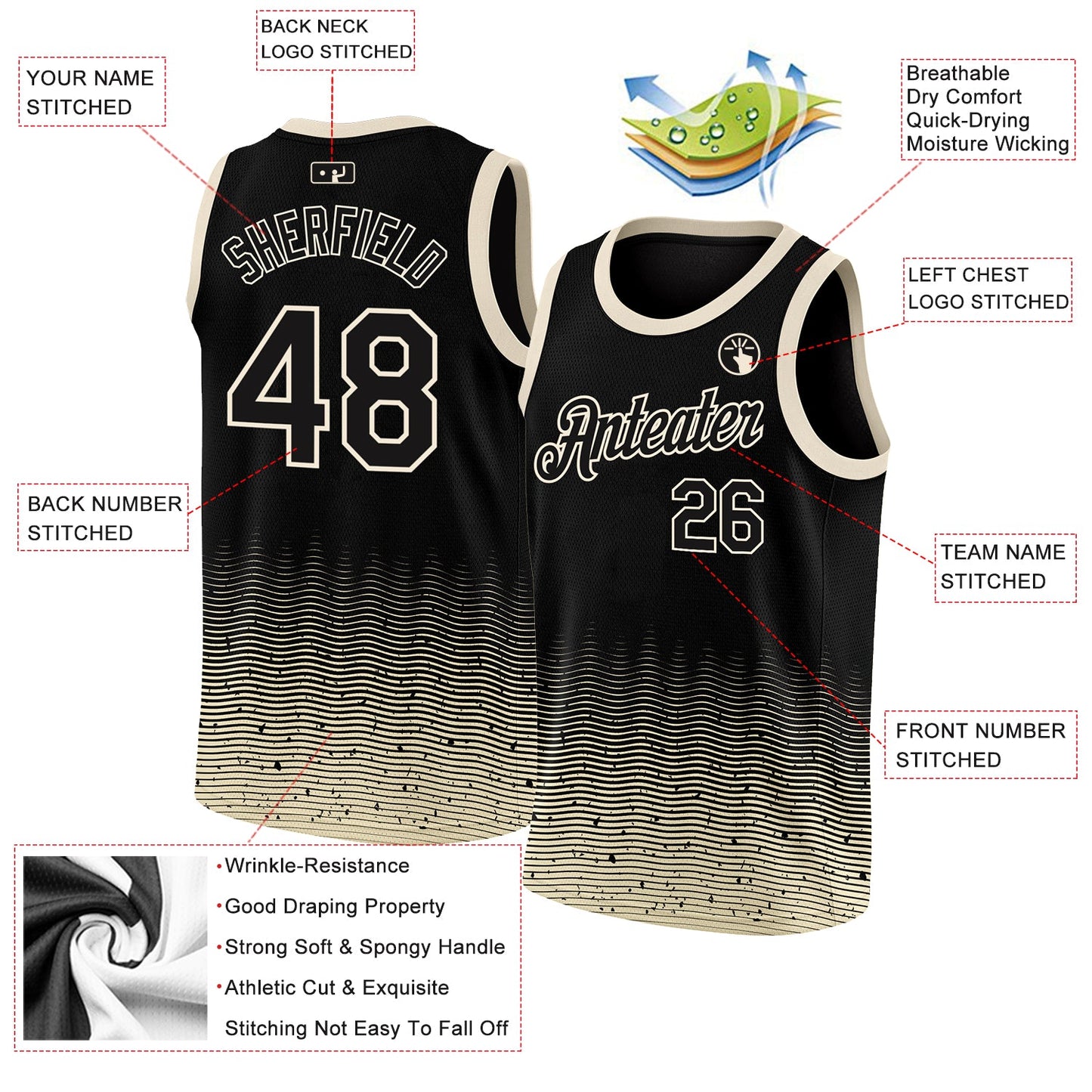 Custom Black Cream Fade Fashion Authentic City Edition Basketball Jersey - Sky-Custom