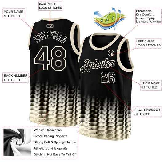 Custom Black Cream Fade Fashion Authentic City Edition Basketball Jersey - Sky-Custom