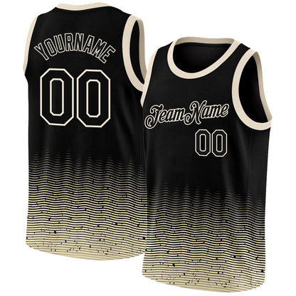 Custom Black Cream Fade Fashion Authentic City Edition Basketball Jersey - Sky-Custom