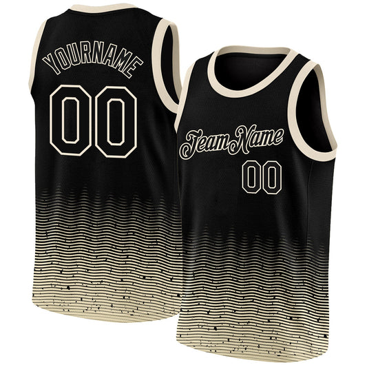 Custom Black Cream Fade Fashion Authentic City Edition Basketball Jersey - Sky-Custom