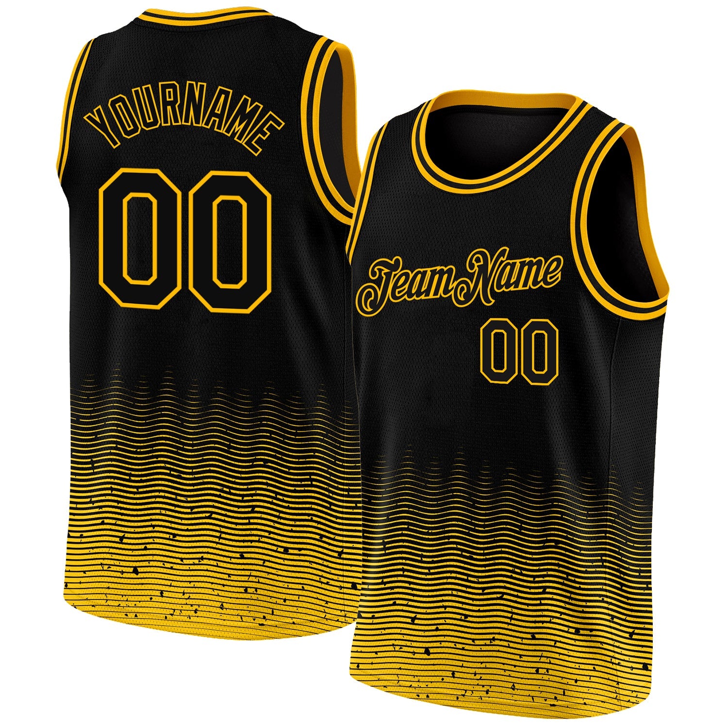 Custom Black Gold Fade Fashion Authentic City Edition Basketball Jersey - Sky-Custom